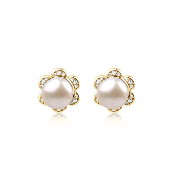 Puces d'oreilles Flower Excellence Plaqué Or 18K 3Mic+D24 & FWP