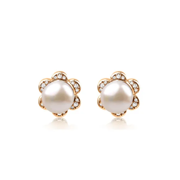 Puces d'oreilles Flower Excellence Argent 925 R.Gold & FWP
