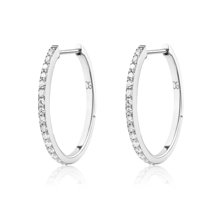 Créoles Excellence Or gris 750/1000 & Diamants