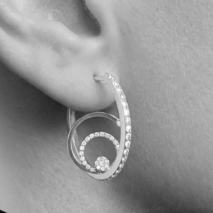 Créoles Excellence Or gris 750/1000 & Diamants 2