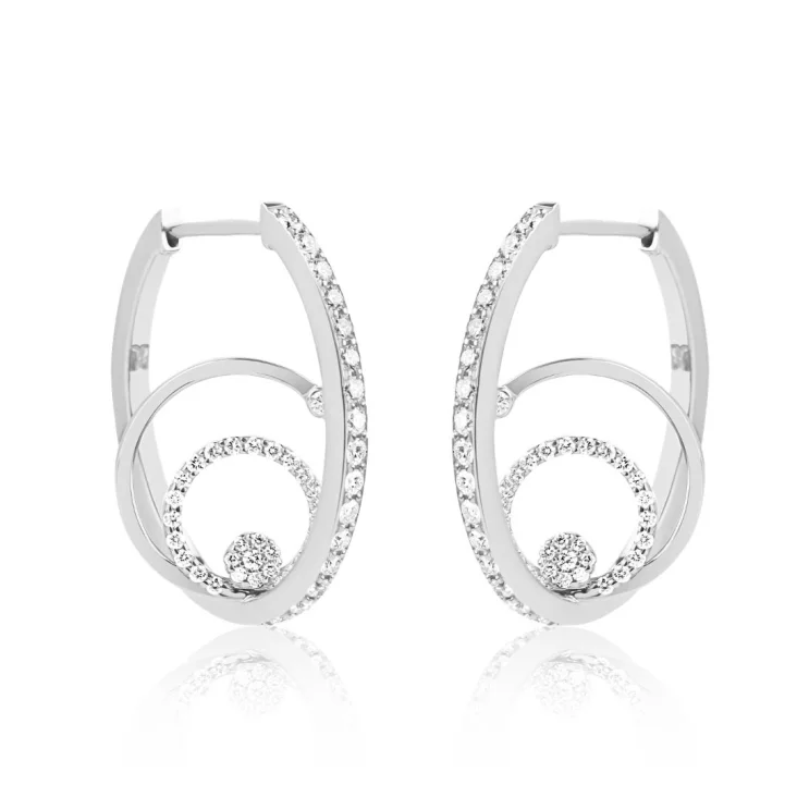Créoles Excellence Or gris 750/1000 & Diamants