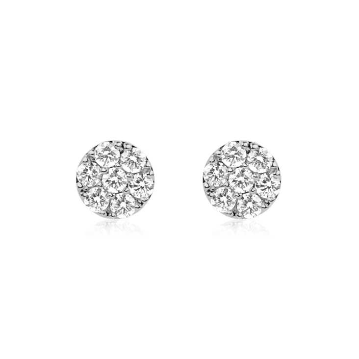 Puces d'oreilles marguerite Excellence Or gris 750/1000 &...