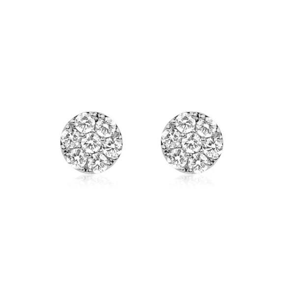 Puces d'oreilles marguerite Excellence Or gris 750/1000 & Diamants