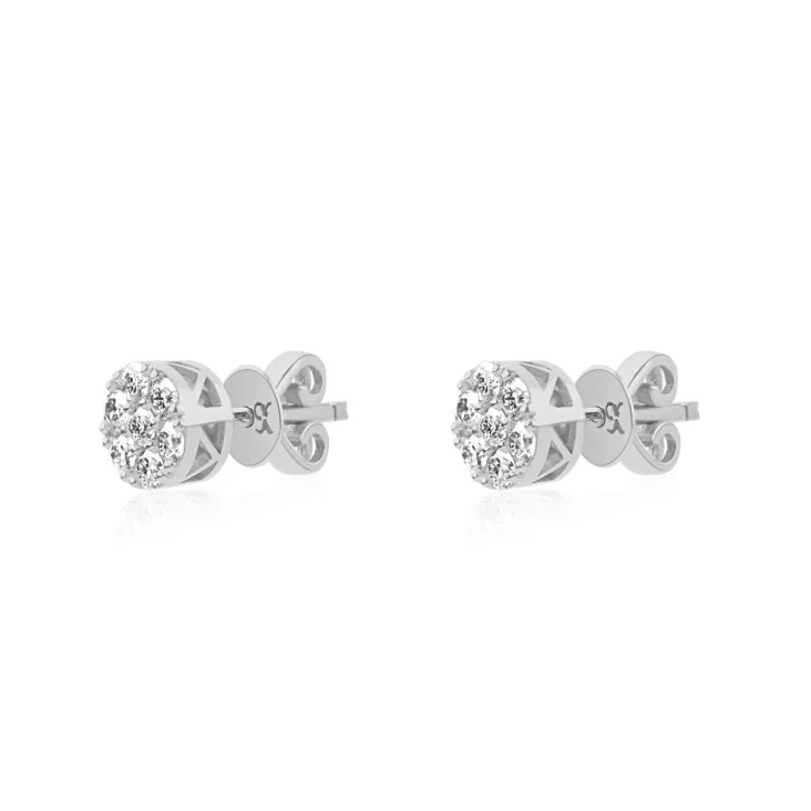 Puces d'oreilles marguerite Excellence Or gris 750/1000 &... 2