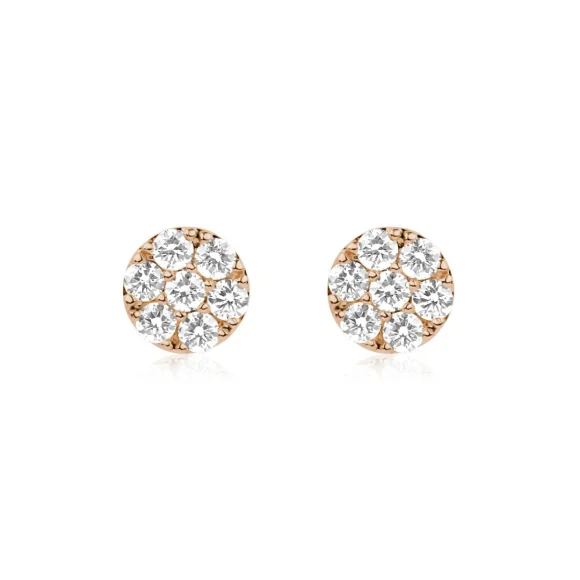 Puces d'oreilles marguerite Excellence Or rose 750/1000 & Diamants