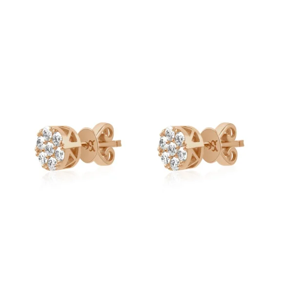 Puces d'oreilles marguerite Excellence Or rose 750/1000 & Diamants