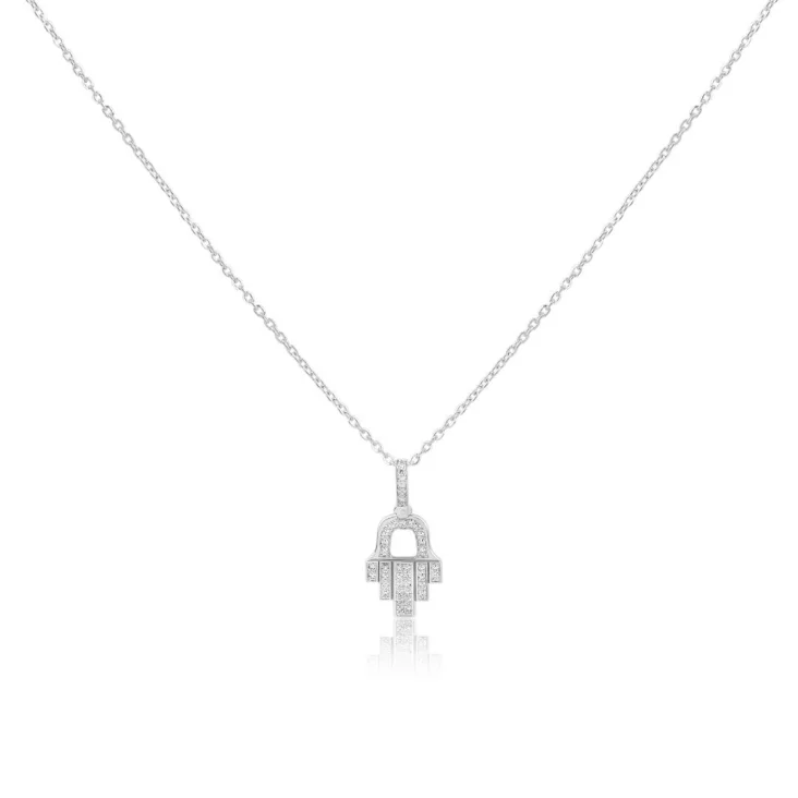 Pendentif Khmissa Excellence Or gris 750/1000 & Diamants