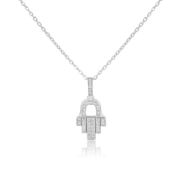 Pendentif Khmissa Excellence Or gris 750/1000 & Diamants