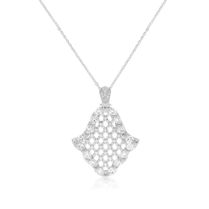 Pendentif Khmissa Excellence Or gris 750/1000 & Diamants