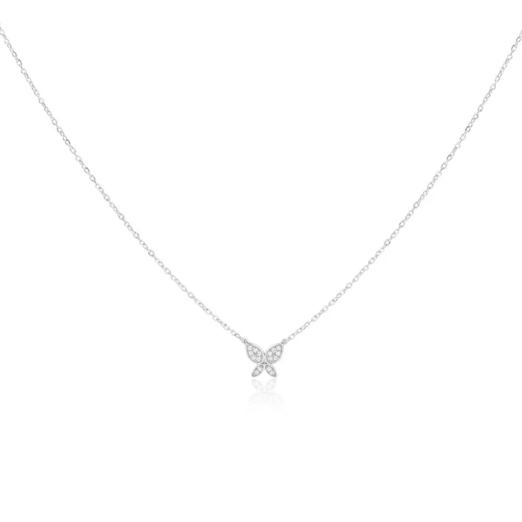 Collier papillon Excellence Or gris 750/1000 & Diamants