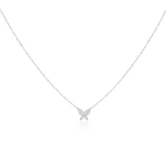 Collier papillon Excellence Or gris 750/1000 & Diamants