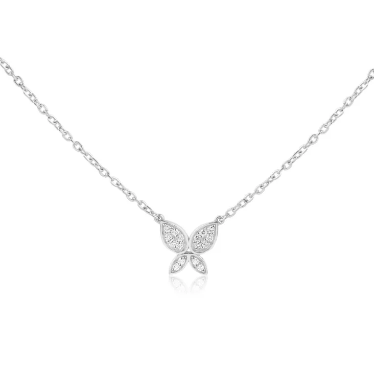 Collier papillon Excellence Or gris 750/1000 & Diamants 2
