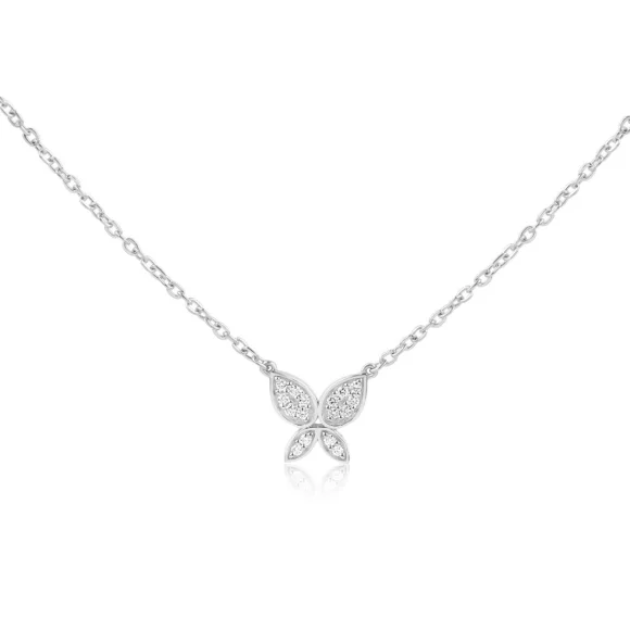 Collier papillon Excellence Or gris 750/1000 & Diamants