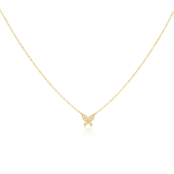 Collier papillon Excellence Or jaune 750/1000 & Diamants