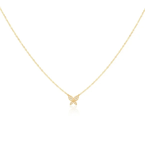 Collier papillon Excellence Or jaune 750/1000 & Diamants