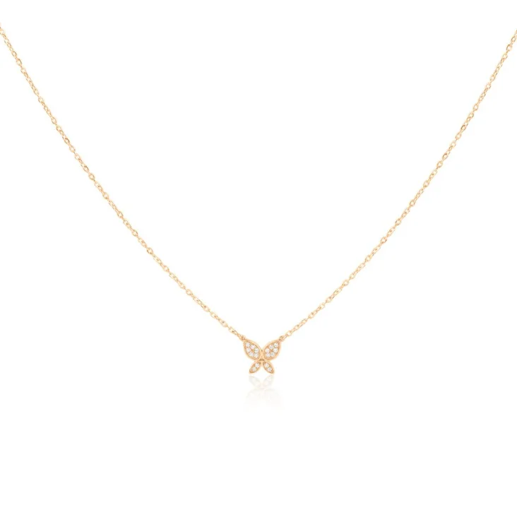 Collier papillon Excellence Or rose 750/1000 & Diamants