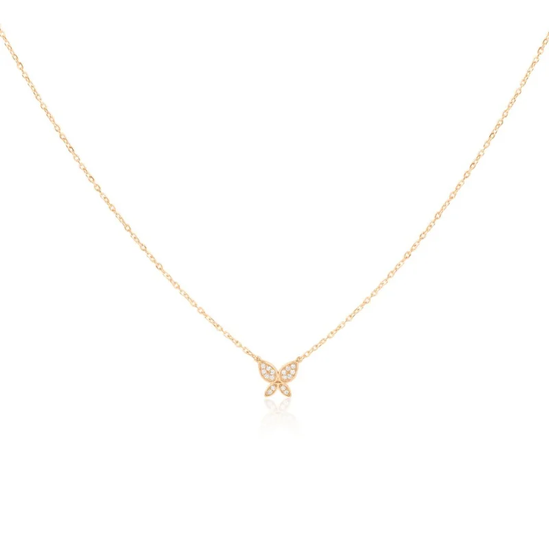 Collier papillon Excellence Or rose...