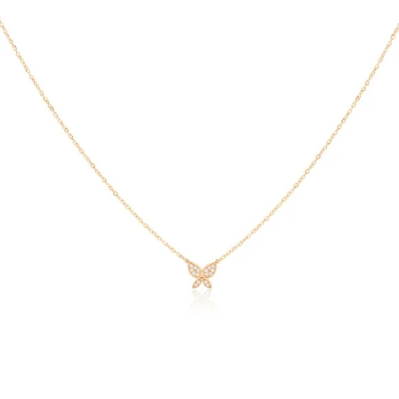 Collier papillon Excellence Or rose 750/1000 & Diamants