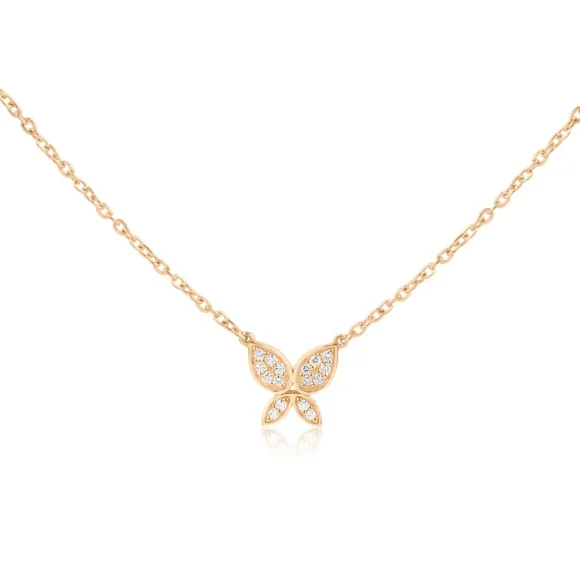 Collier papillon Excellence Or rose 750/1000 & Diamants