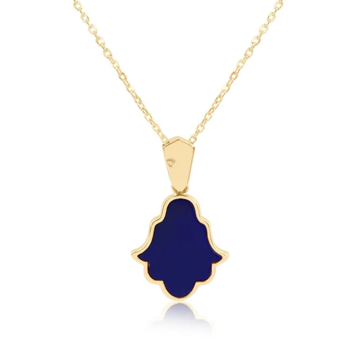 Pendentif Khmissa Excellence Or jaune 750/1000 & Lapis 2