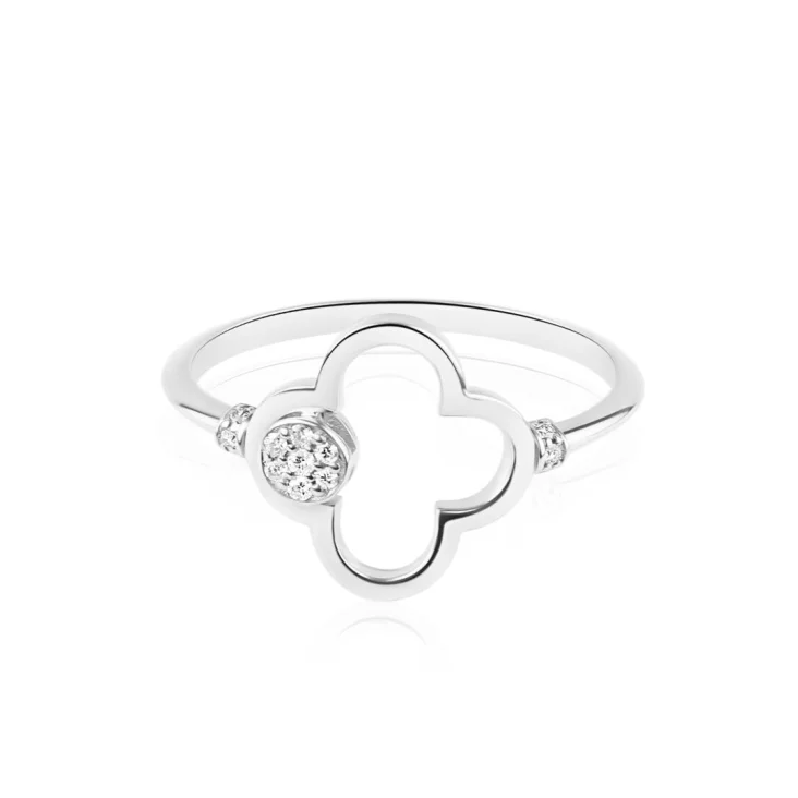 Bague trèfle Excellence Or gris 750/1000 & Diamants