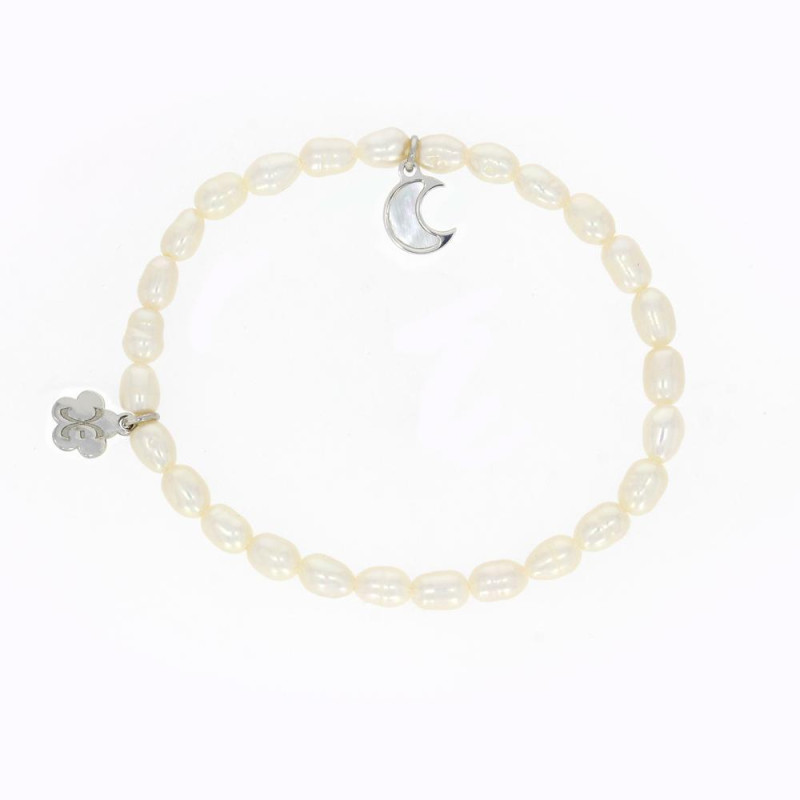 Bracelet Perle de culture Excellence & Demi Lune Argent 925 Rh