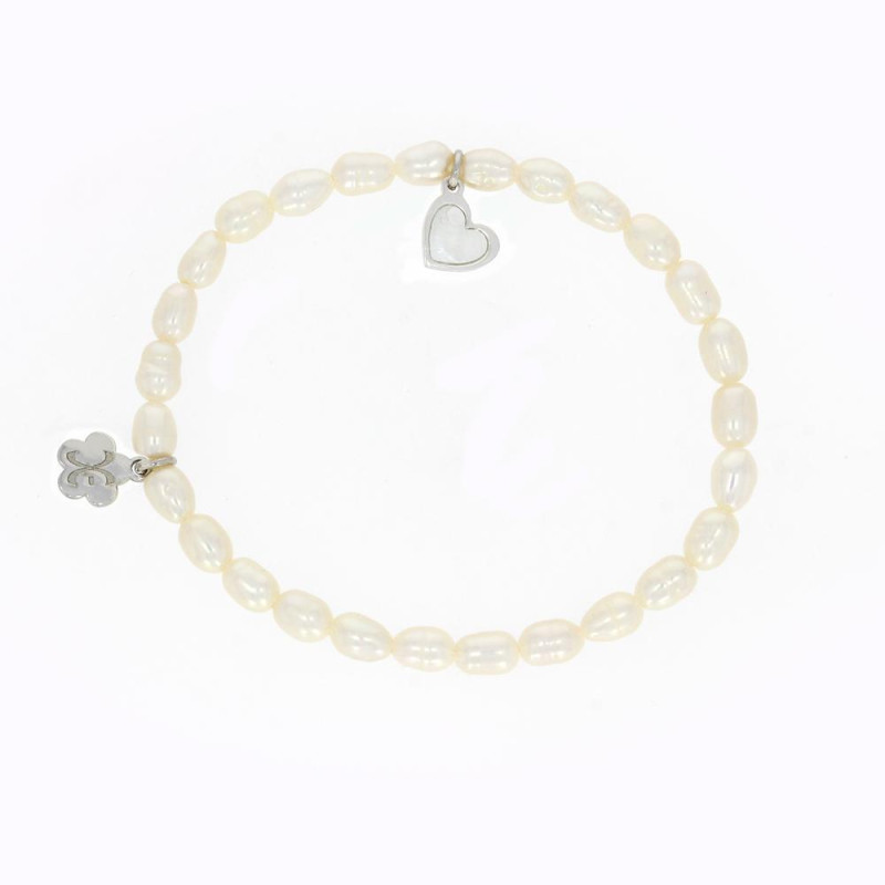 Bracelet Perle de culture Excellence & Cœur Argent 925 Rh