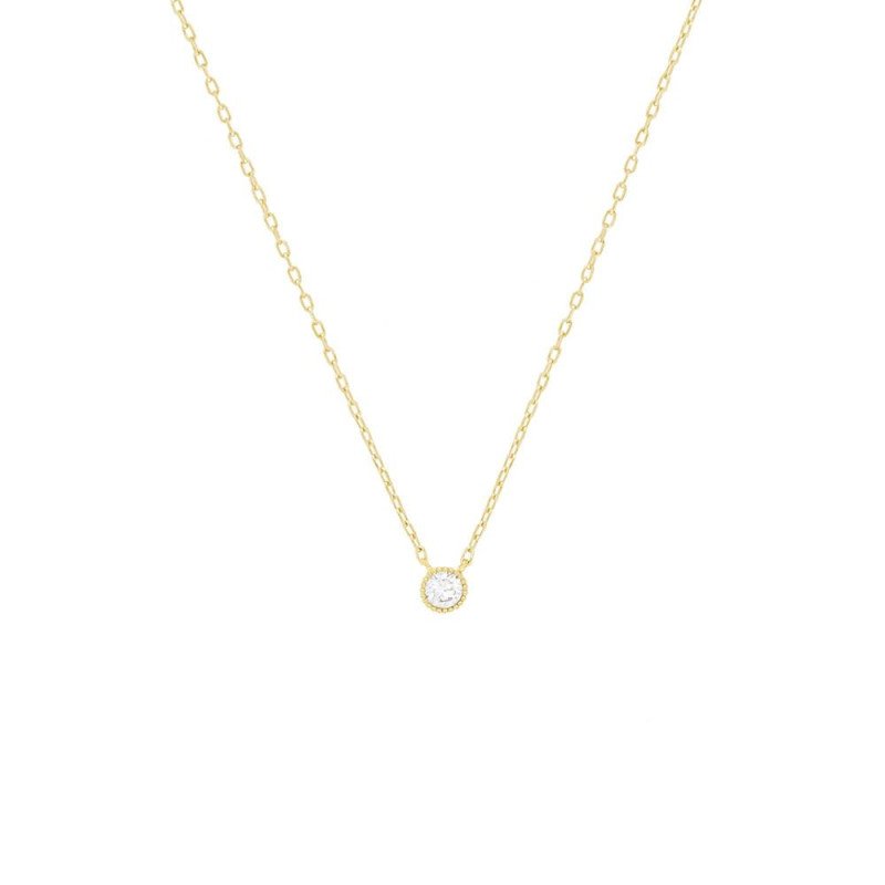 Collier Solitaire Excellence Plaqué Or 18K 3Mic PW