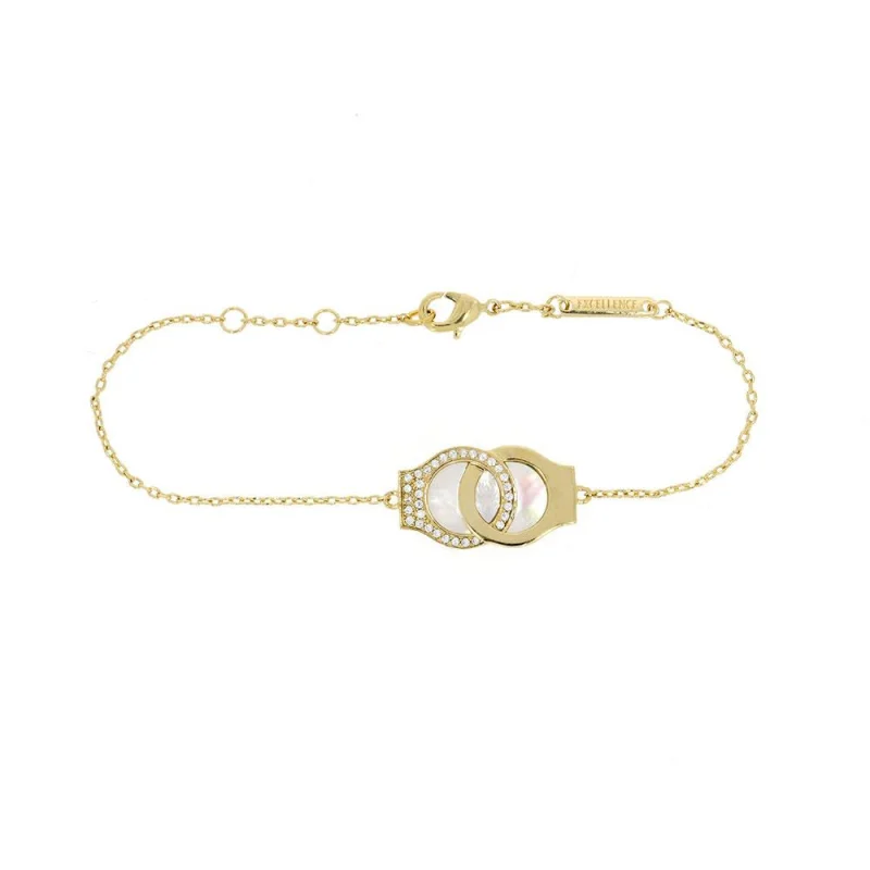 Gourmette Menottes Excellence Plaqué Or 18K 3Mic & MOP