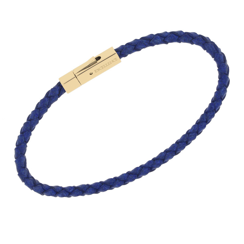 Bracelet Excellence Cuir Tress‚ & Acier 316L PVD YL