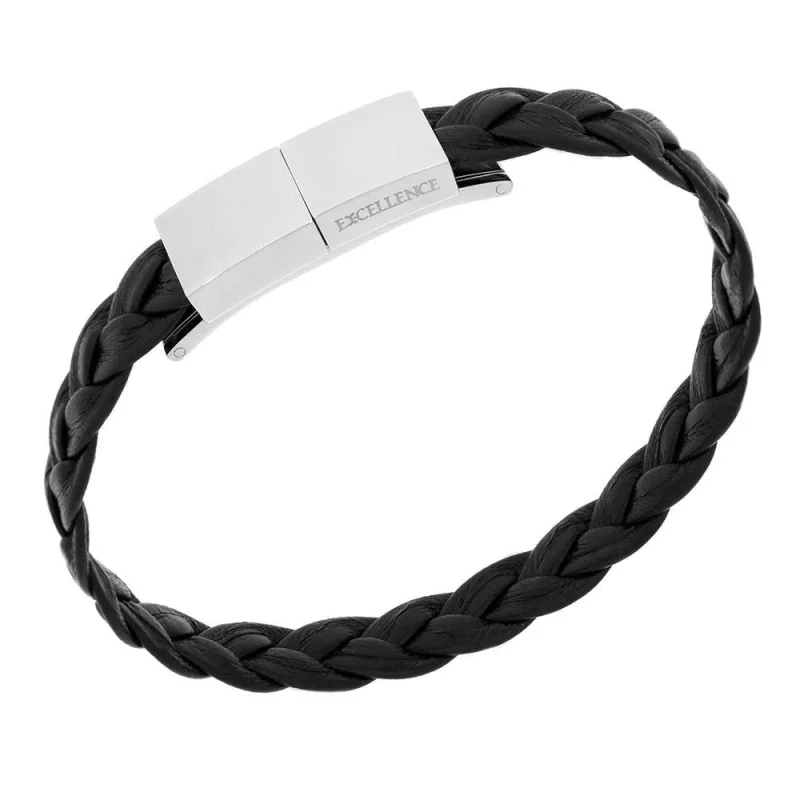 Bracelet Excellence Cuir Tressé & Acier 316L