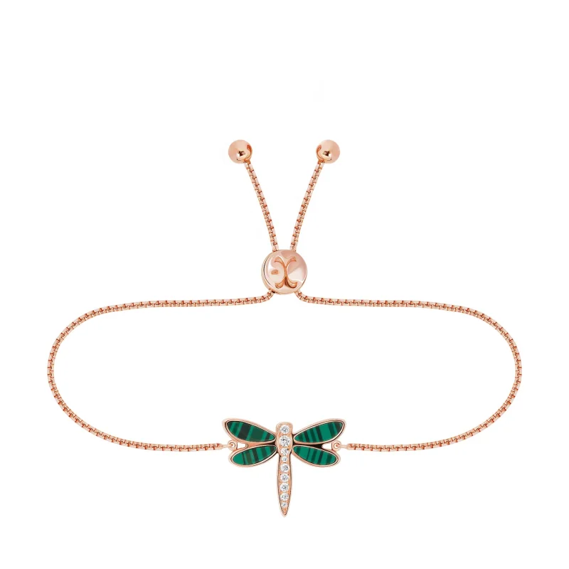 Gourmette Libellule malachite Excellence Argent 925 RG