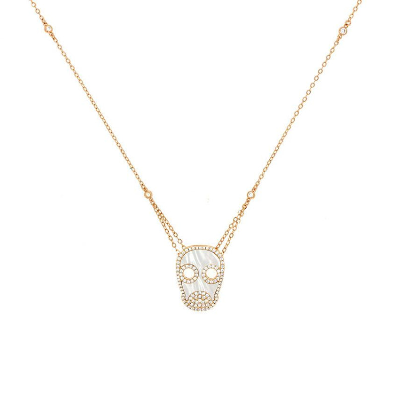 Collier Skull Excellence Argent 925 R.Gold & MOP