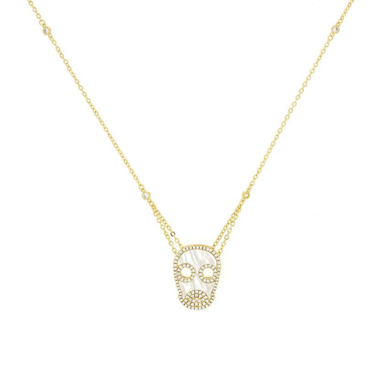 Collier Skull Excellence Plaqué Or 18K 3Mic & MOP