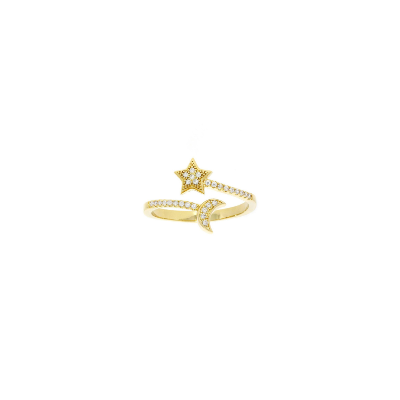 Bague Moon & Star Excellence Plaqué Or 18K 3Mic
