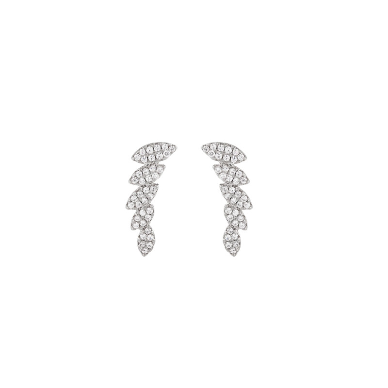 Boucles d'oreilles feuilles d'olivier Excellence Argent 925 Rh