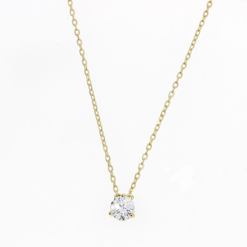 Collier solitaire Excellence Plaqué Or 18K 3Mic