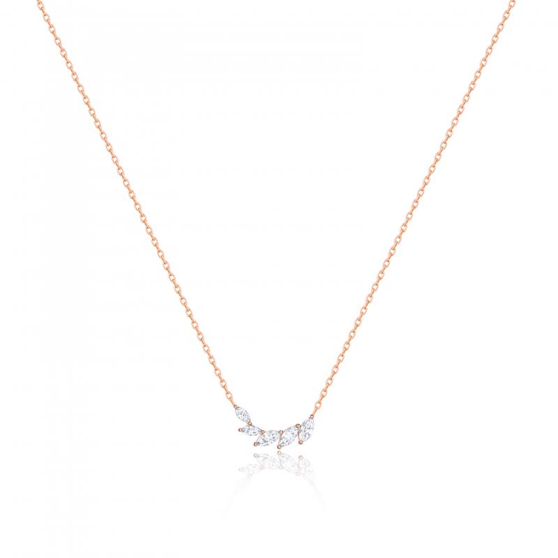 Collier navette Excellence Or rose 750/1000 & Diamants