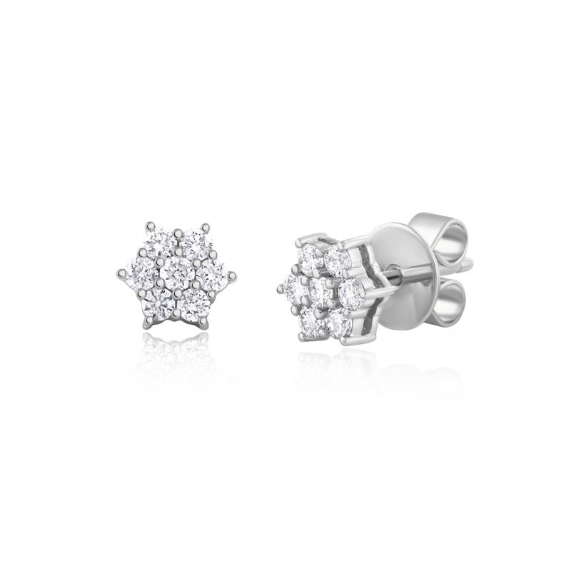 Puces d'oreilles margueritte Excellence Or gris 750/1000 & Diamants