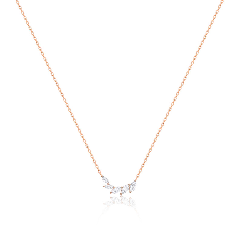 Collier navette Excellence Or rose 750/1000 & Diamants