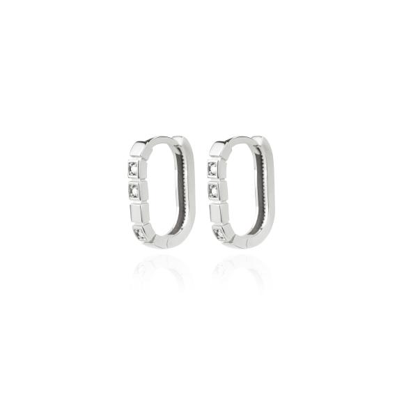 Créoles ovale Excellence Or gris 750/1000 & Diamants