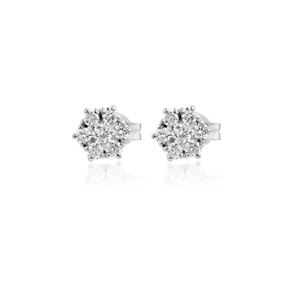 Puces d'oreilles marguerite Excellence Or gris 750/1000 & Diamants